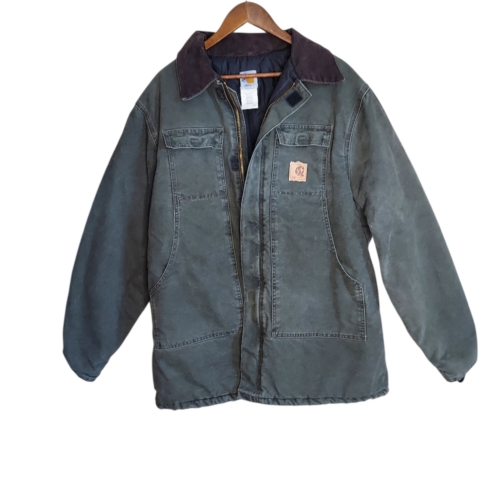 Vintage Carhartt Moss Green Arctic Quilt Lined Canvas Duck Jacket C26MOS